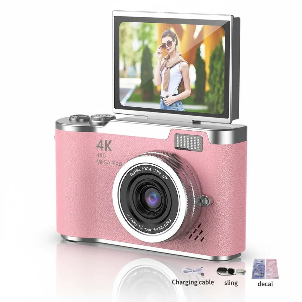 Digital Camera 4K Flip Screen 48MP 8X Zoom Compact Photo Video