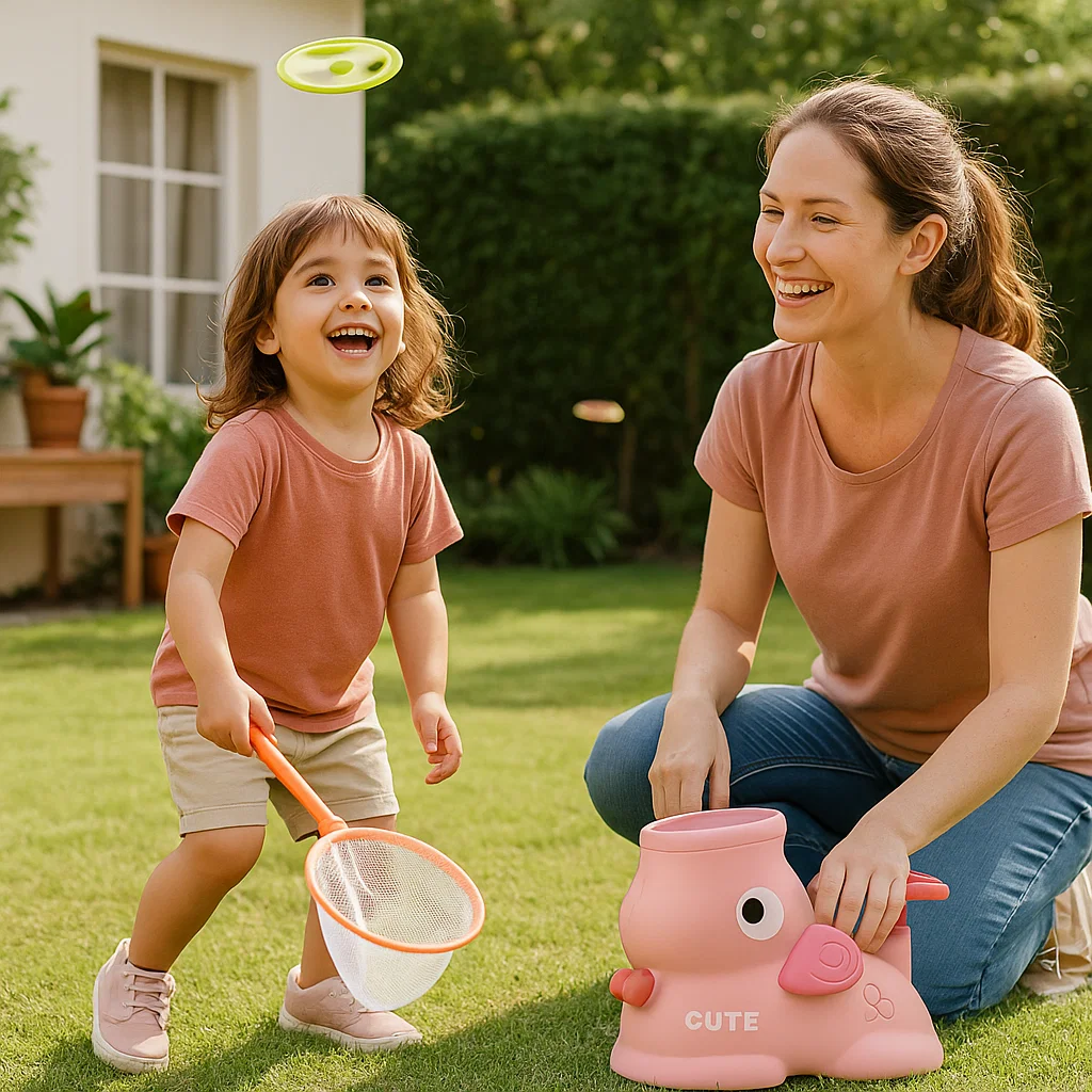 Kids Toy Frisbee Launcher Net Game Active Catch Play Set