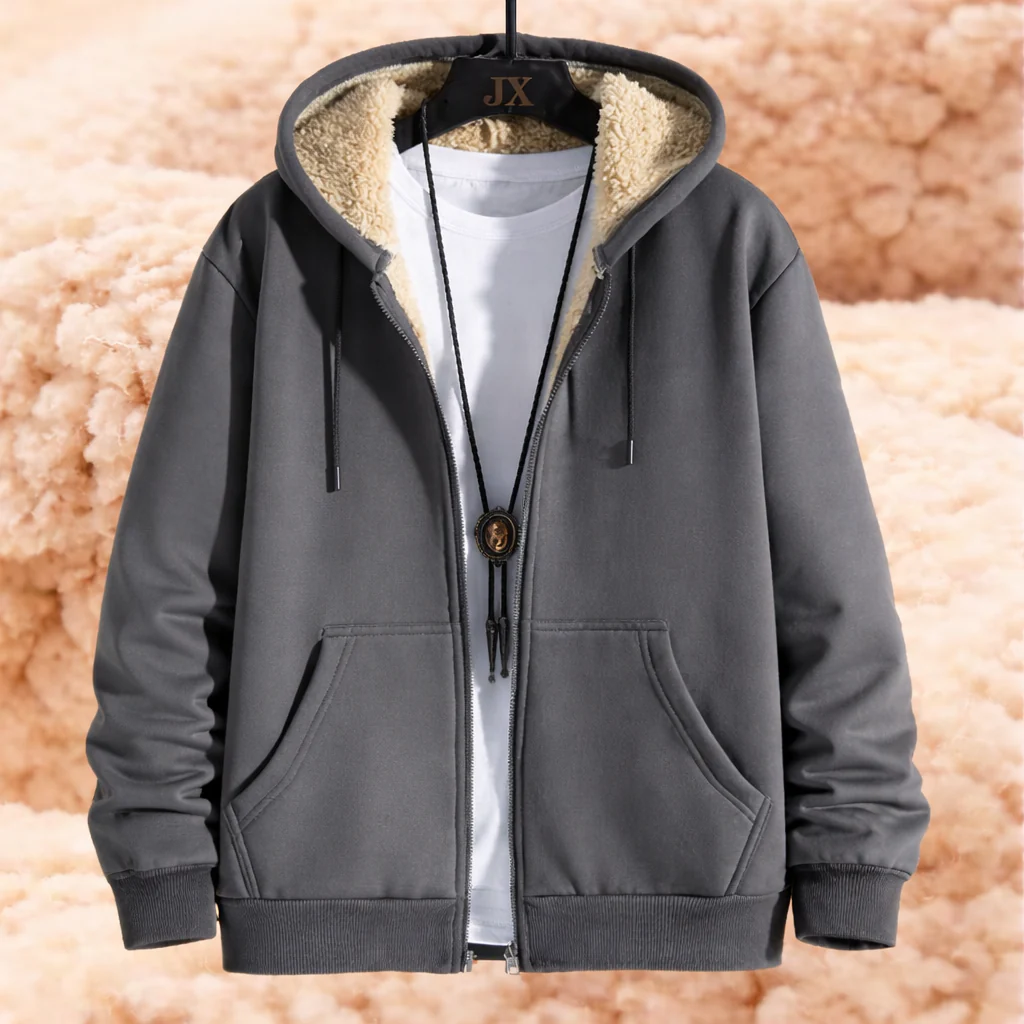 Hoodie Jacket Lined Zip Up Hooded Casual Outerwear