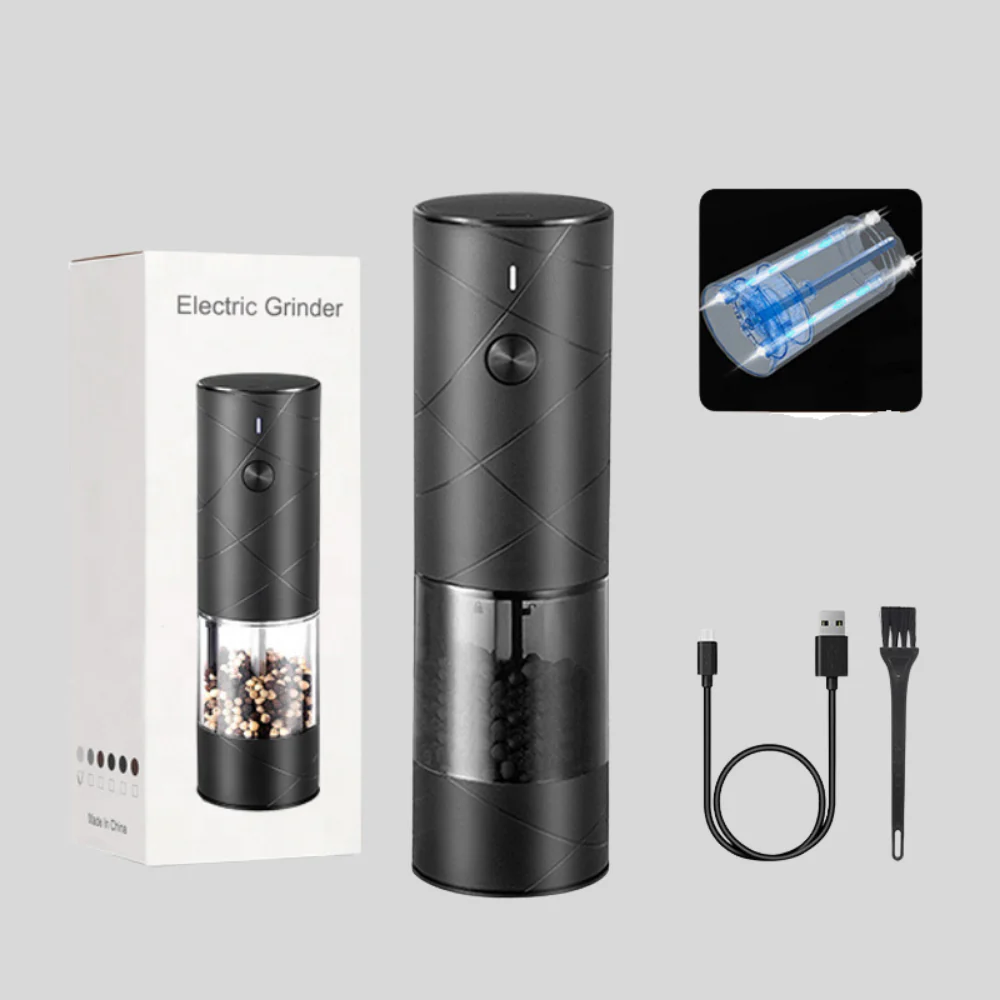 Salt Pepper Grinder Electric Rechargeable LED Light