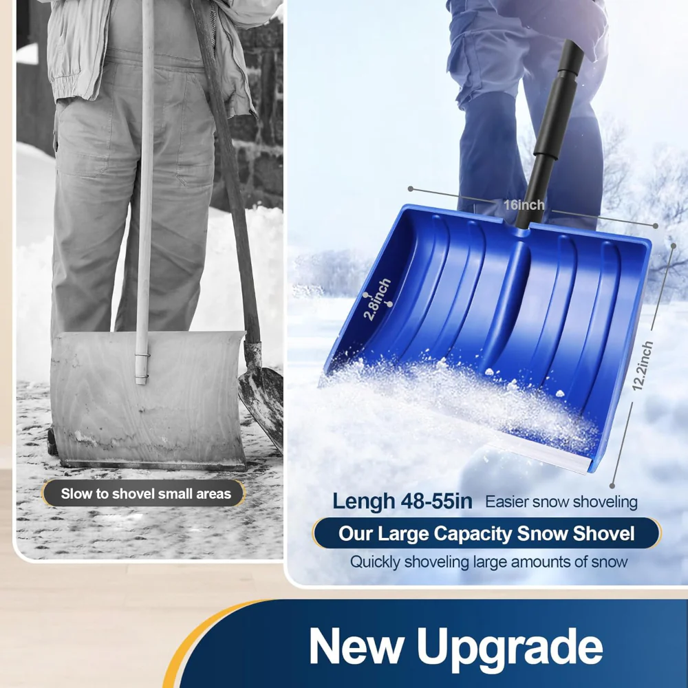 Snow Shovel Adjustable Handle Wide Blade Plastic Scoop Tool