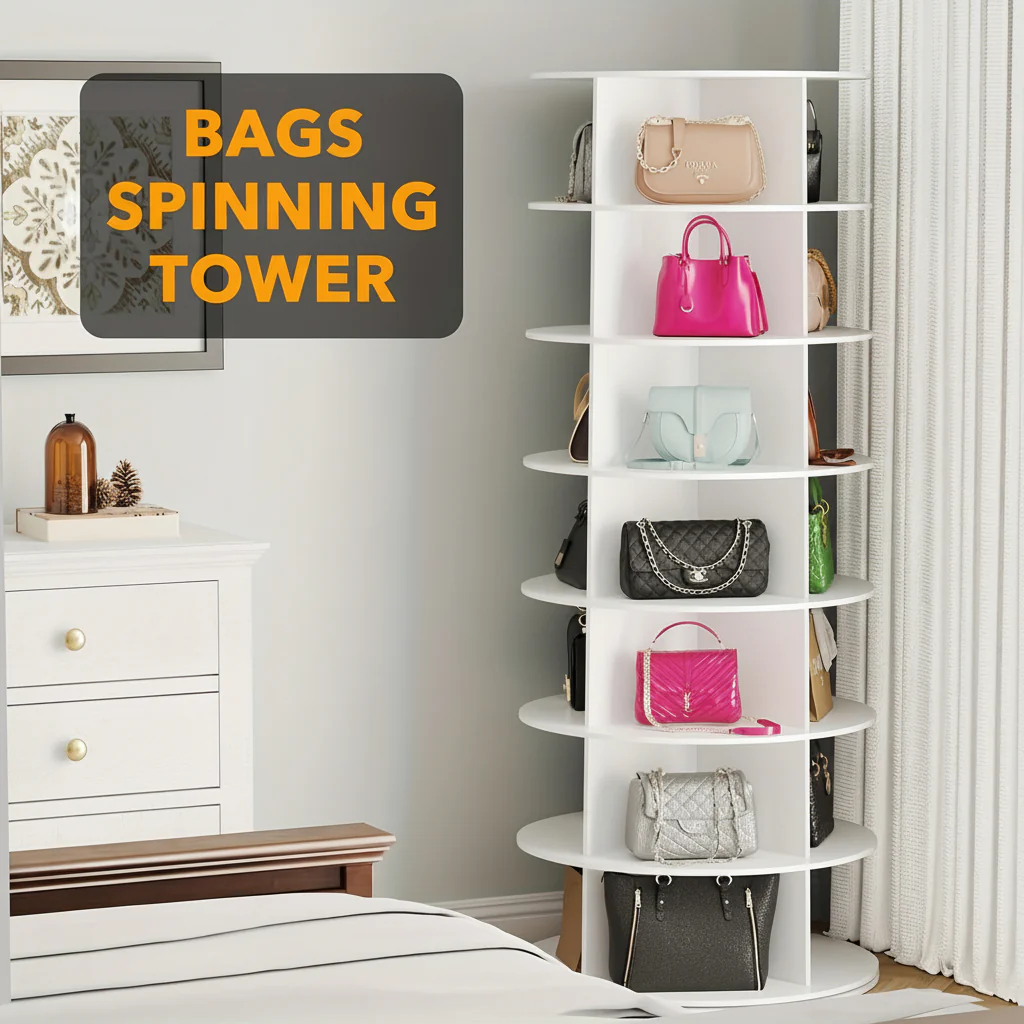 Shoe Rack Rotating Vertical Plastic Space Saving Organizer