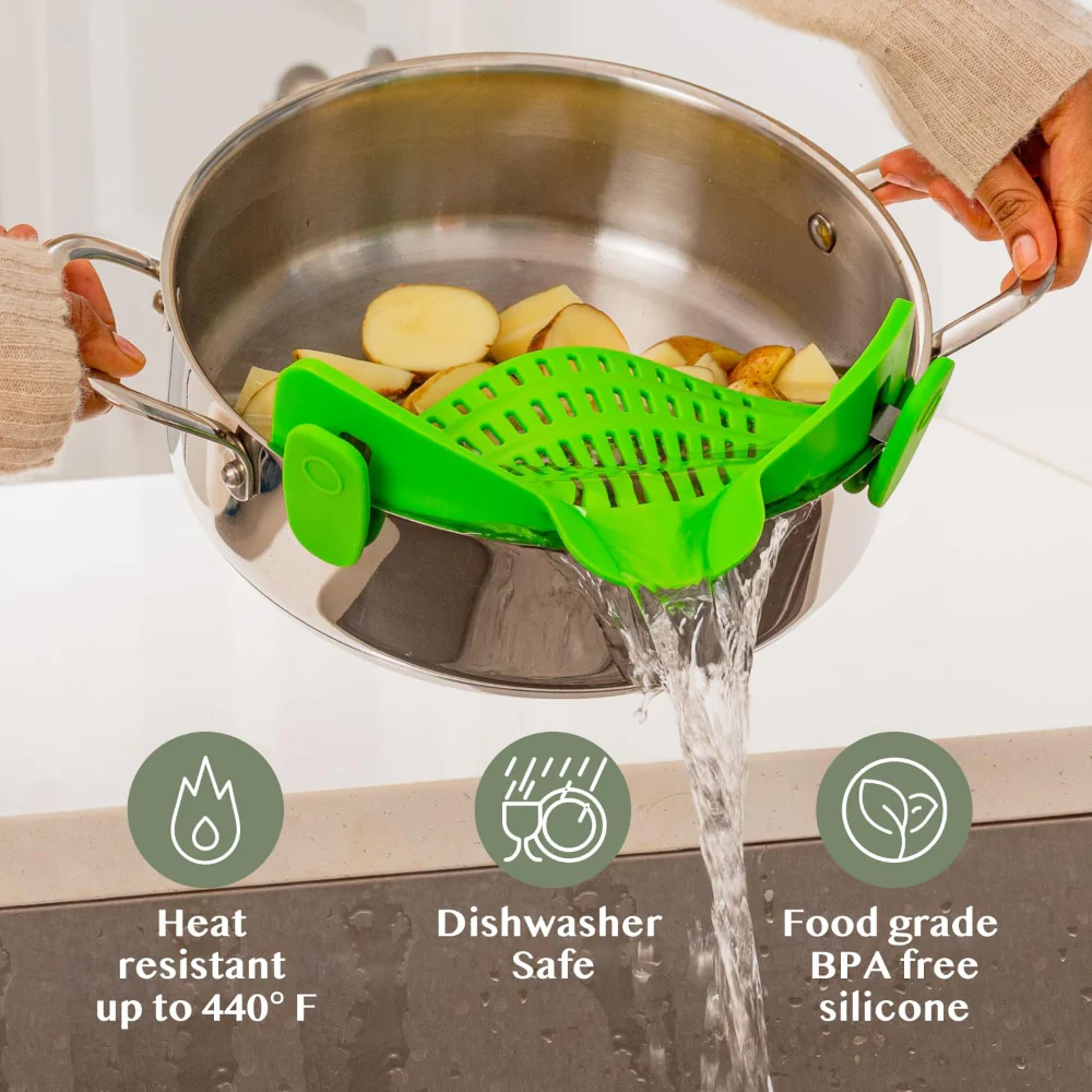 Kitchen Strainer Clip Style Pot Pasta Colander Silicone