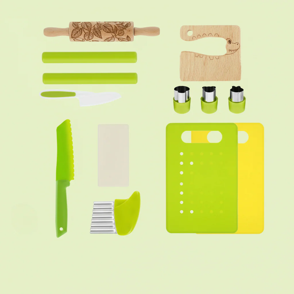 Kids Kitchen Set Child Safe Cooking Tools Beginner Chefs