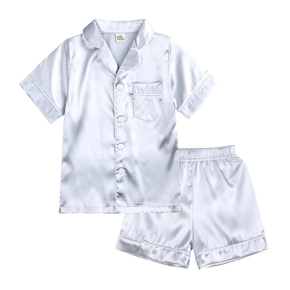 Kids Pajama Set Button Top Pants Sleepwear