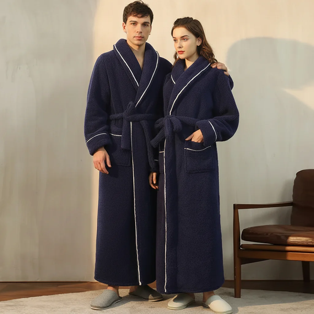 Bathrobe Winter Warm Long Sleeve Lounge Robe