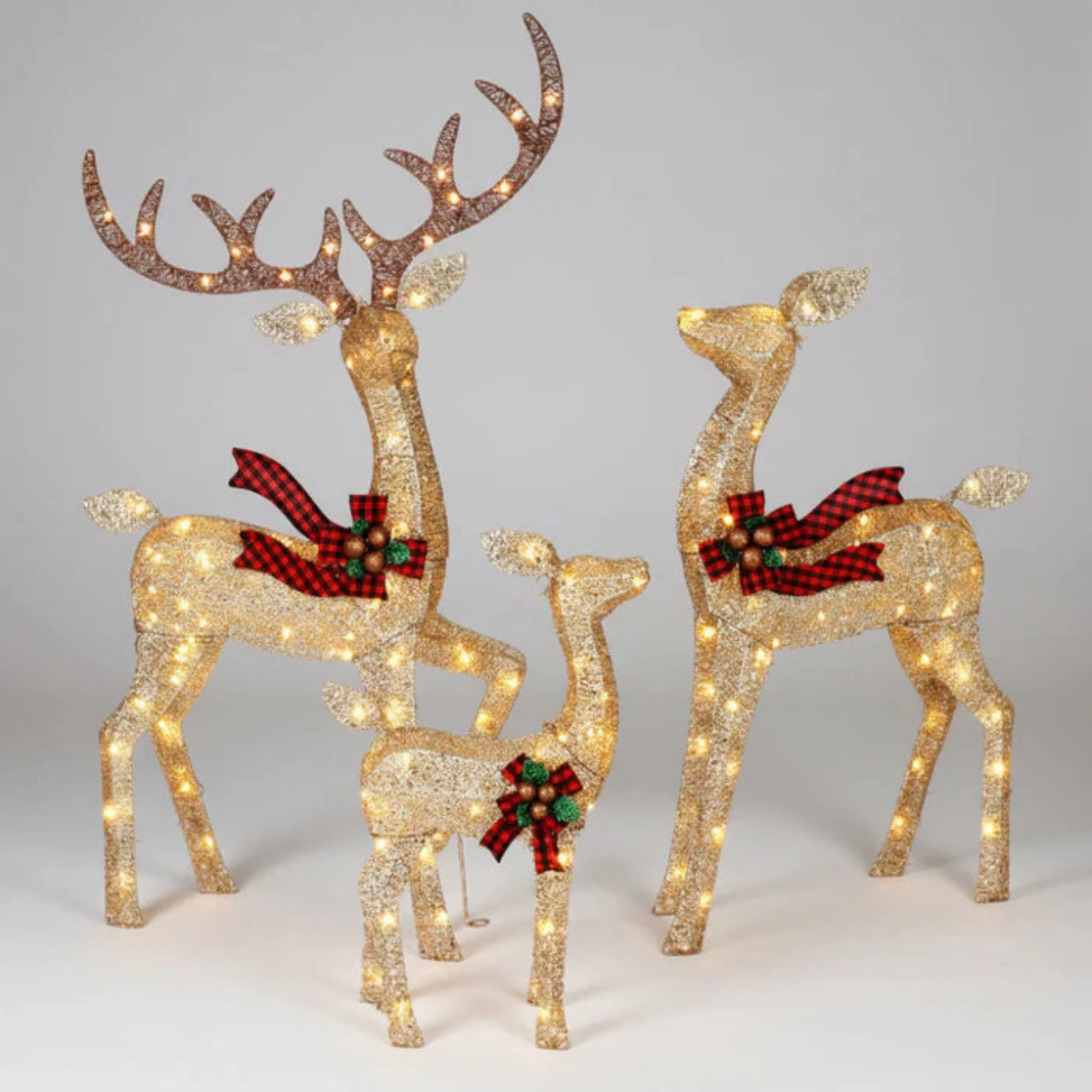 Christmas Outdoor Decorations Lighted Reindeer Family Yard Display