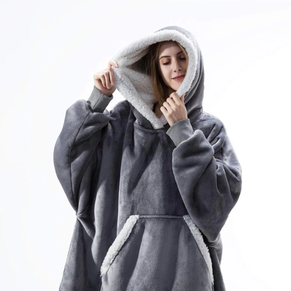 Wearable  Cozy Blanket Hooded Thick Warm Blanket