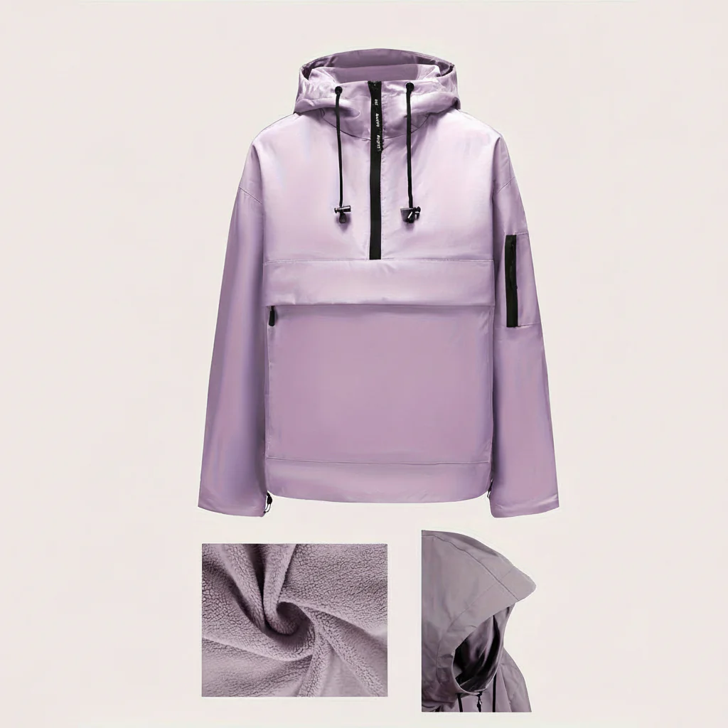 Hooded Jacket Casual Pullover Zipper Pocket