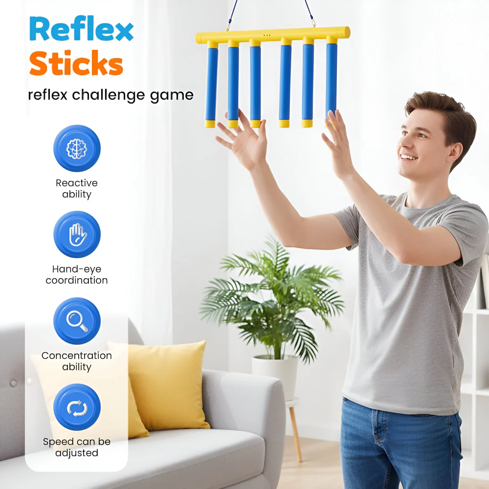 Kids Reflex Game Reaction Trainer Falling Stick Drop Challenge
