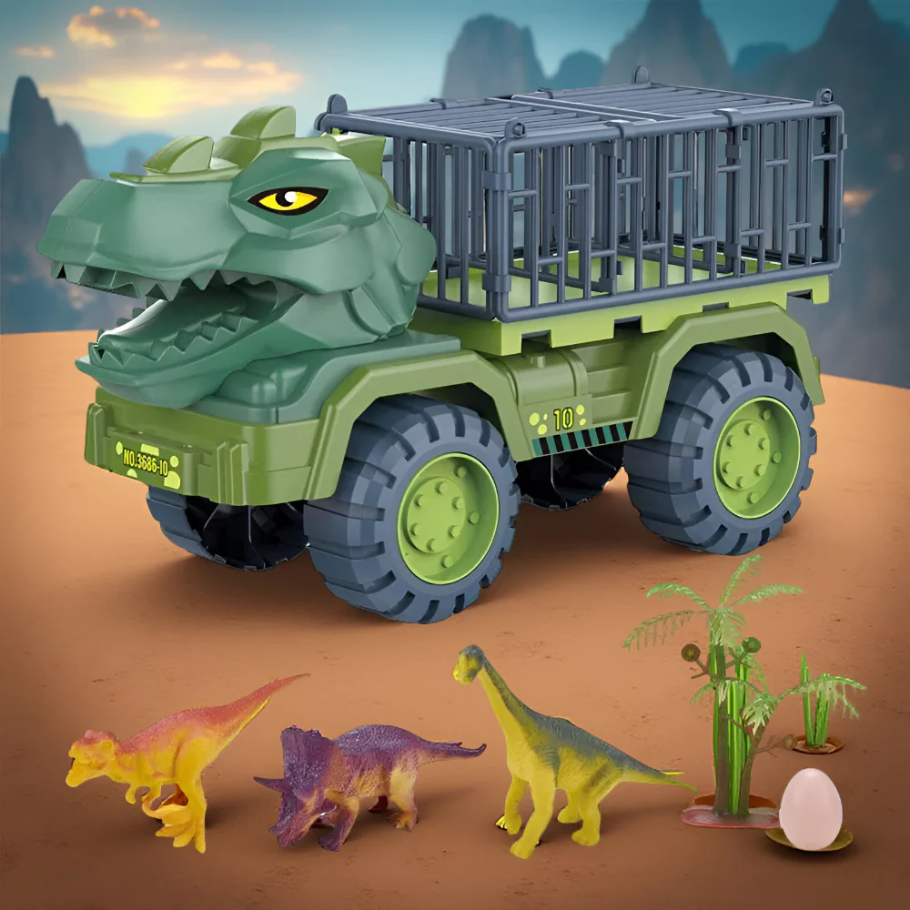 Dinosaur Toy Truck Playset Cage Vehicle Figure Set