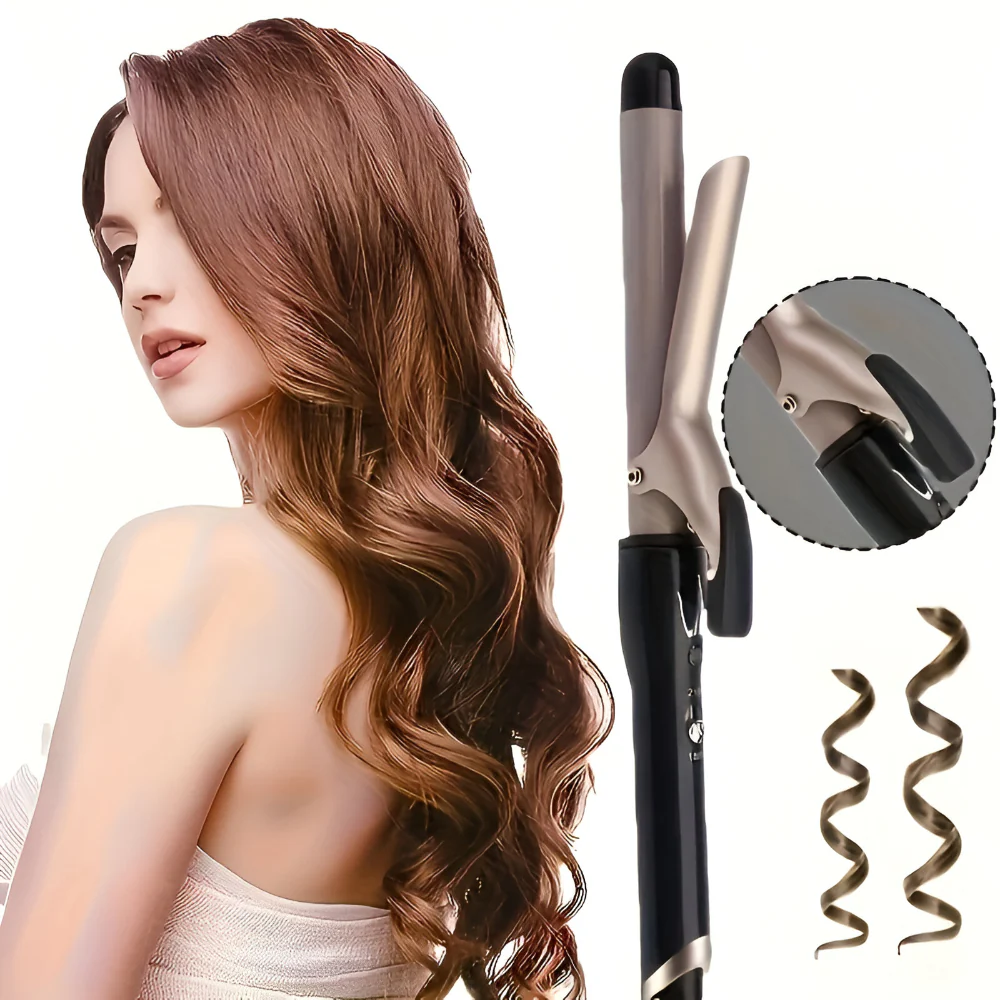 Curling Iron Ceramic Hair Curler Safety Clamp Styling Tool