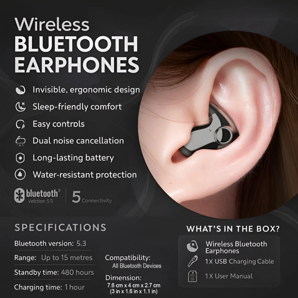 Headphones Wireless Bluetooth Earphones Noise Cancel Design