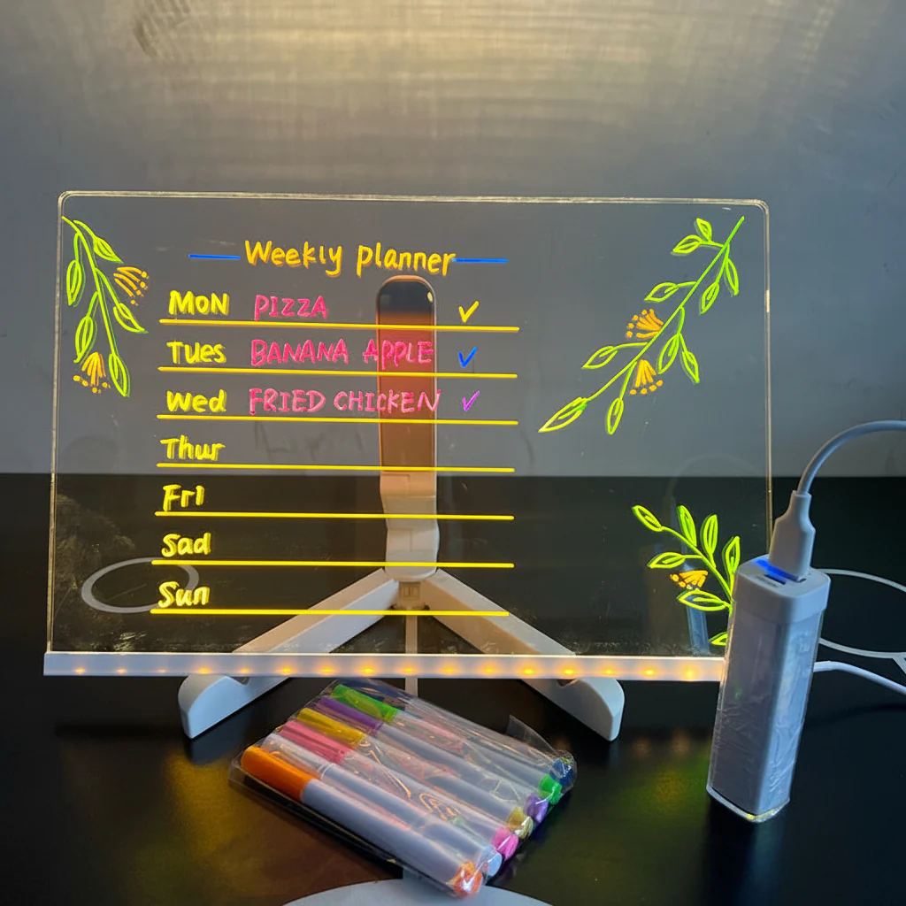 Wall Art LED Drawing Board Kids Reusable Light Up Writing Tablet