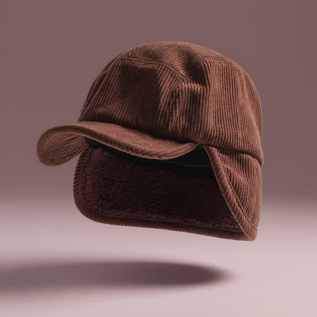 Winter Ear Flap Cap Ribbed Knit Polar Fleece Unisex