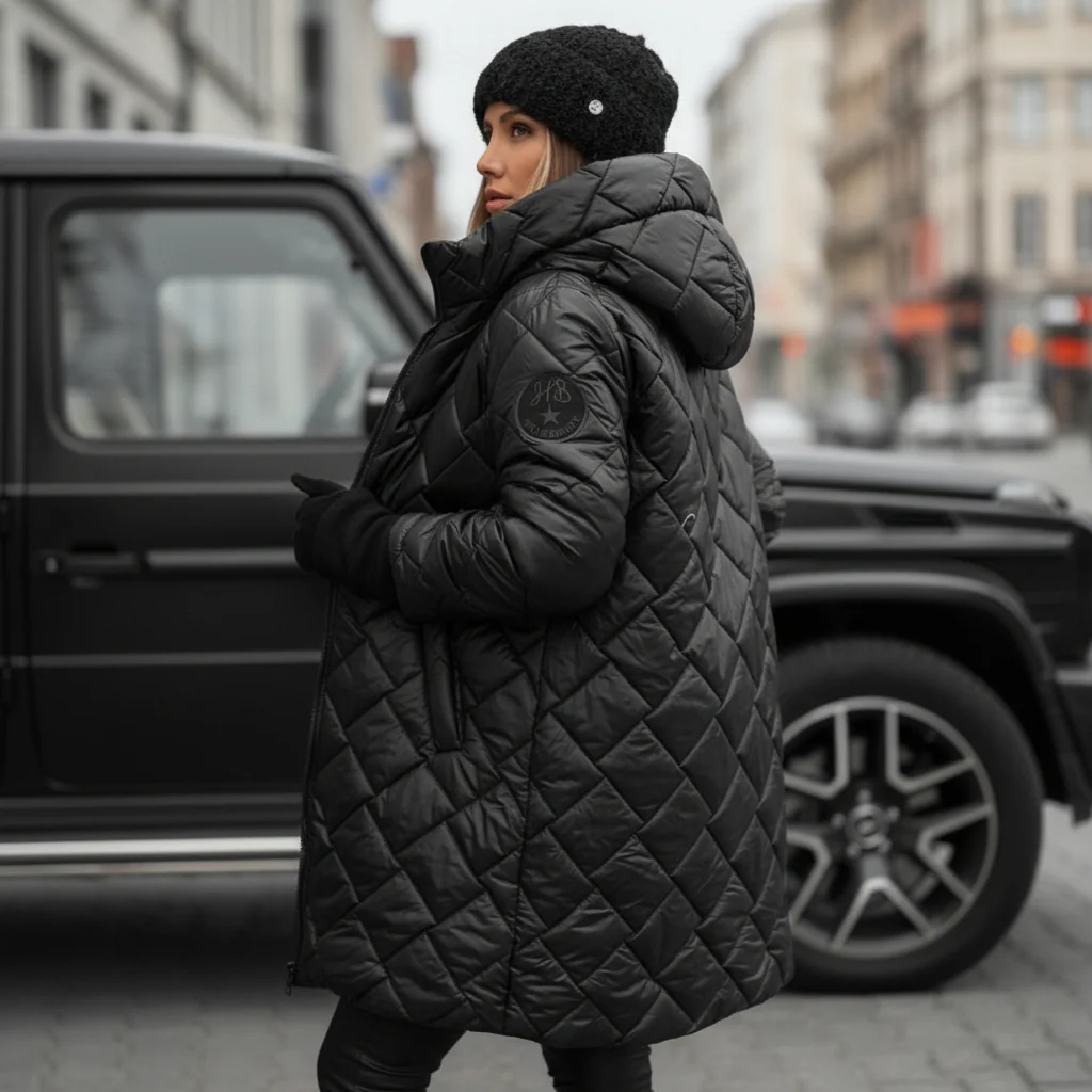 Quilted Hooded Jacket Cold Weather Warm Lightweight Stylish