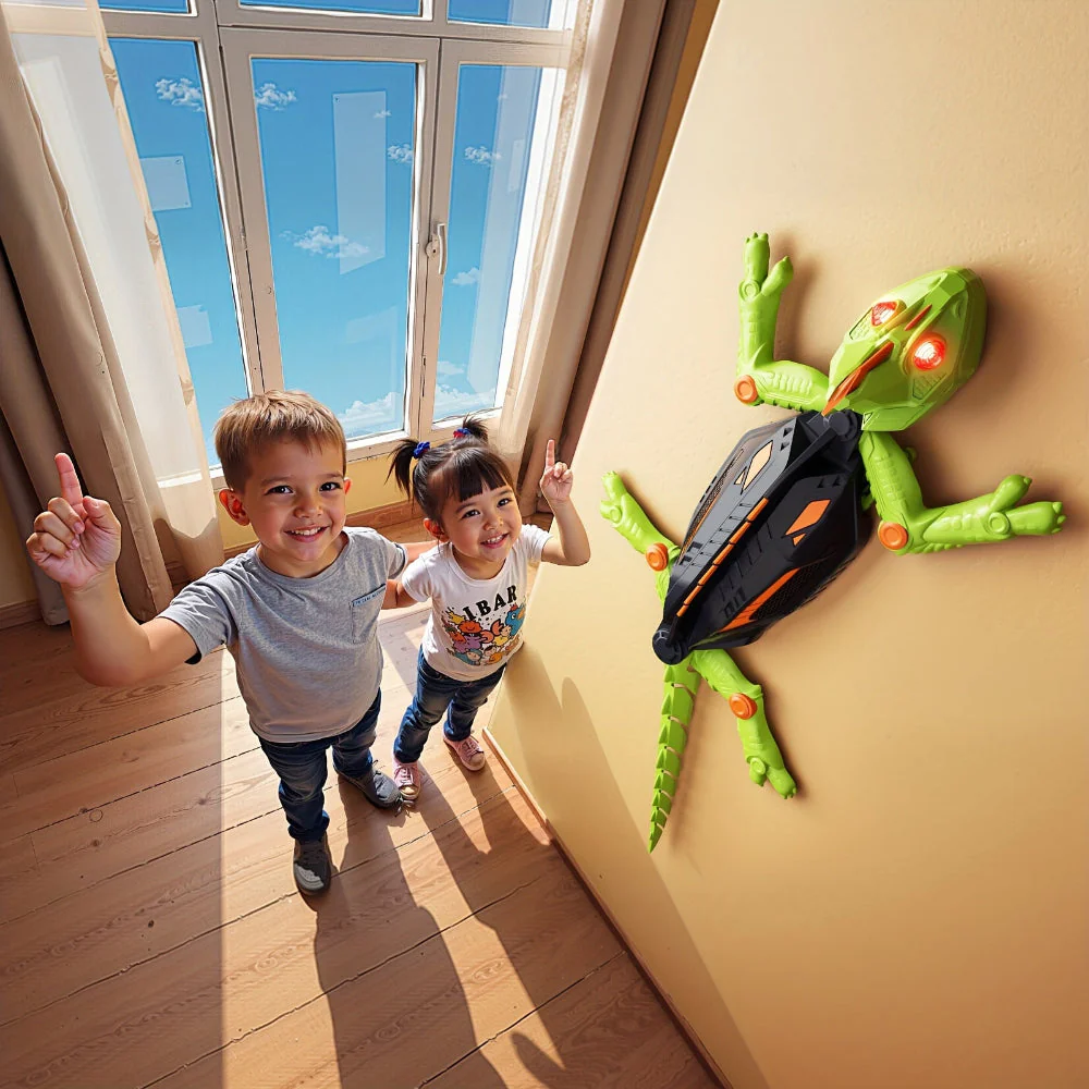Kids Toy Lizard Remote Control Wall Climbing Robot LED Gecko