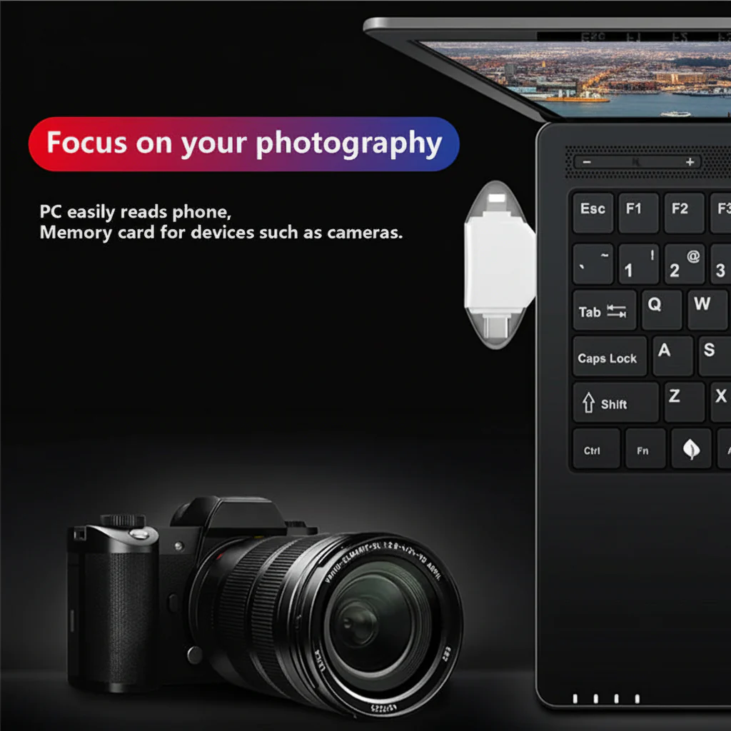 Card Reader 4 in 1 USB C SD Micro SD Data Transfer Adapter