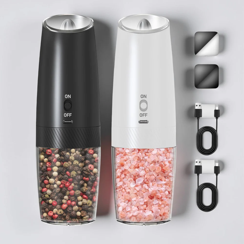 Salt Pepper Grinder Electric Gravity Adjustable Set