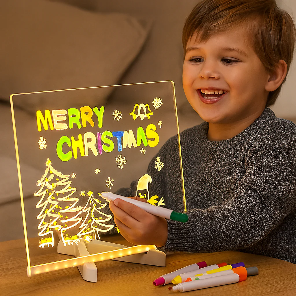 Wall Art LED Drawing Board Kids Reusable Light Up Writing Tablet