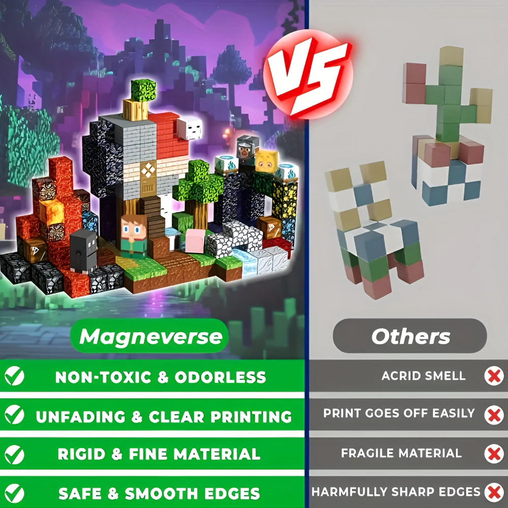 Magnetic Blocks Creative Building Cube Set Kids Play