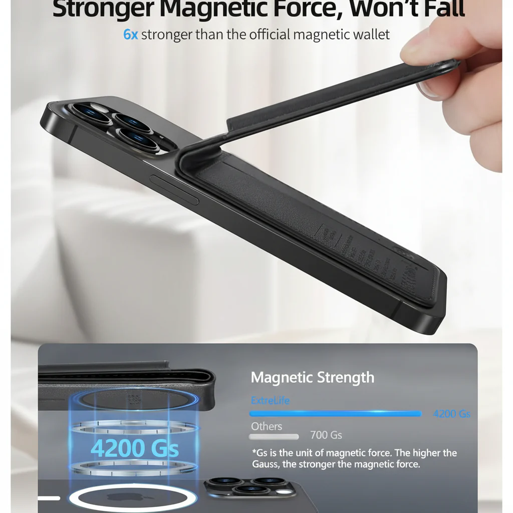 Phone Wallet Magnetic Stand Find My Tracking Card Holder