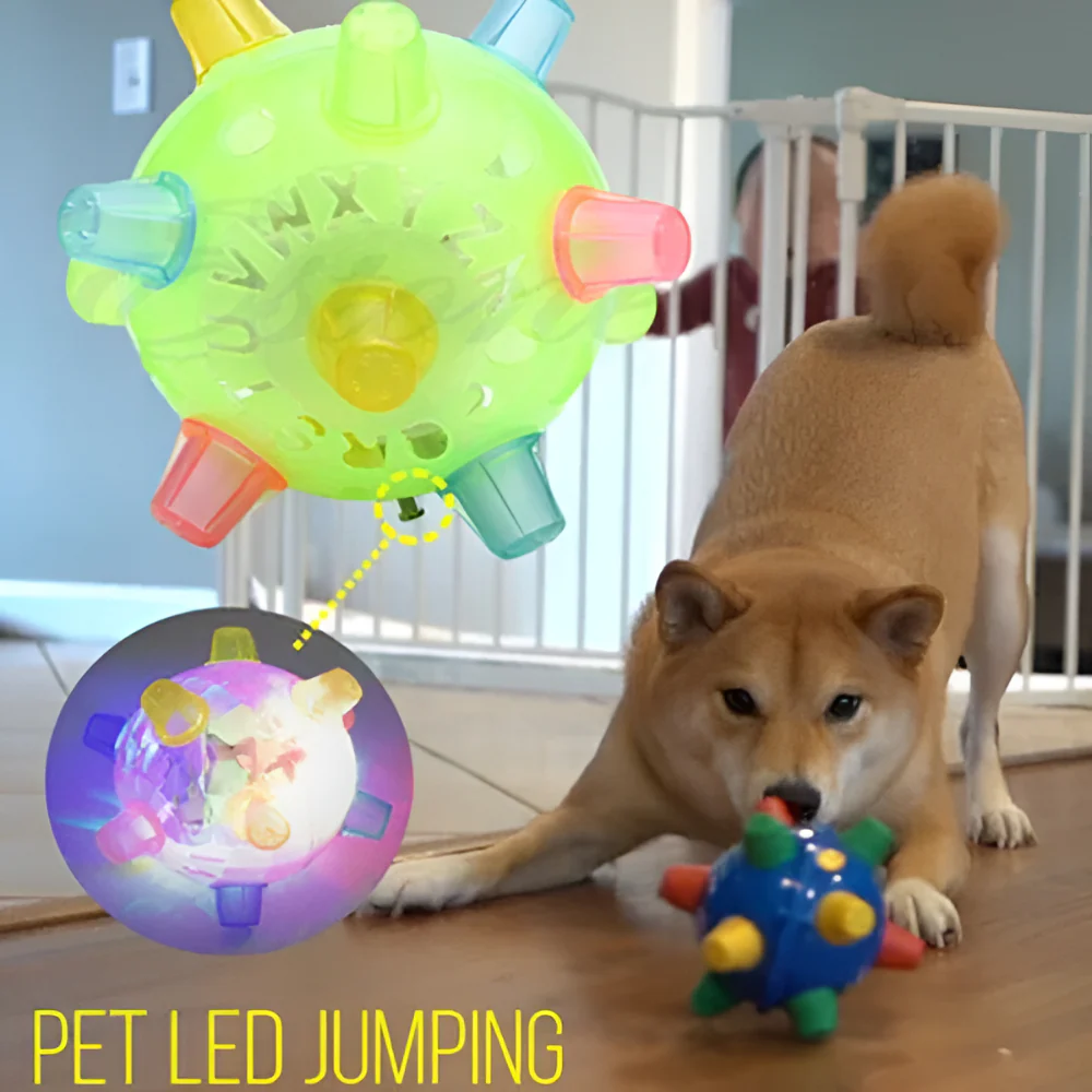 Dog Toy LED Bouncing Interactive Plastic Rubber Jumping Ball