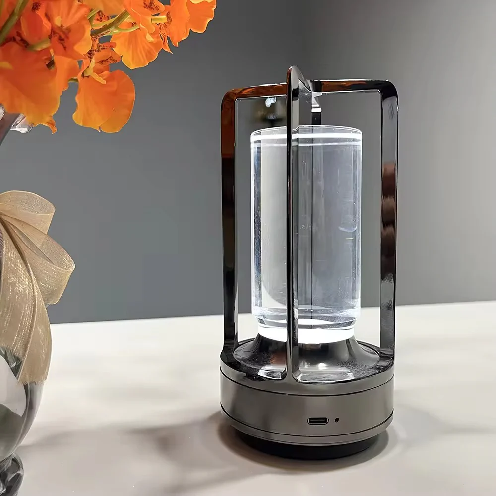 Table Lamp Modern Metal Cylinder LED Light Decor Accent