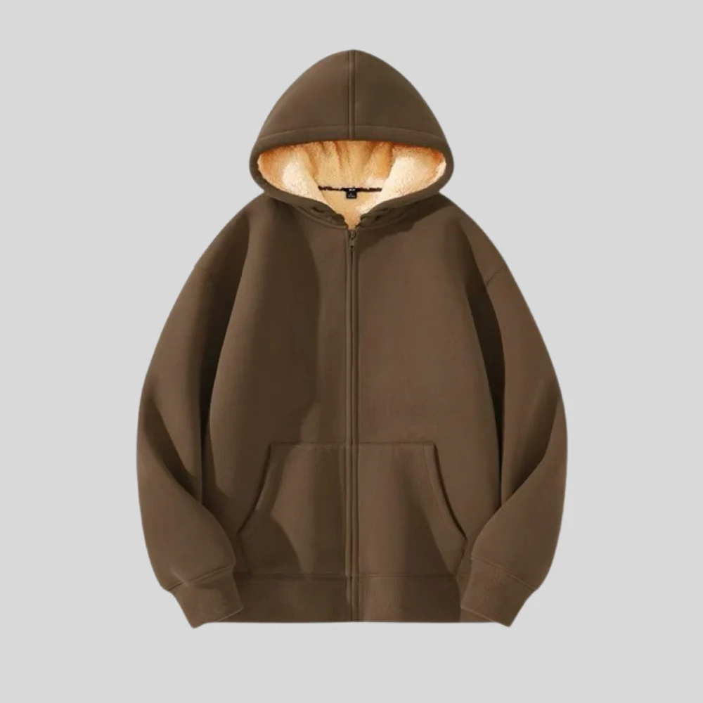 Hoodie Jacket Lined Zip Up Hooded Casual Outerwear