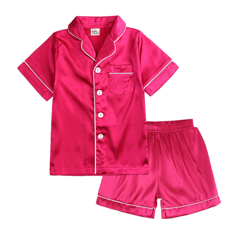 Kids Pajama Set Button Top Pants Sleepwear