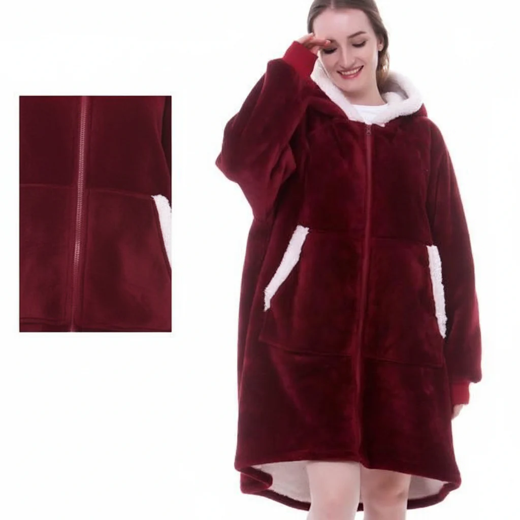 Wearable  Cozy Blanket Hooded Thick Warm Blanket