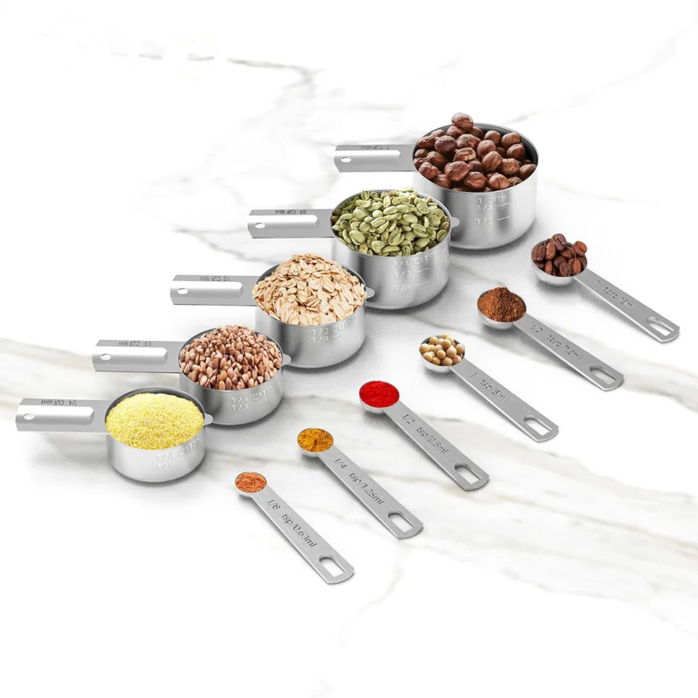 Measuring Cups Stainless Steel Set Spoons Baking Cooking
