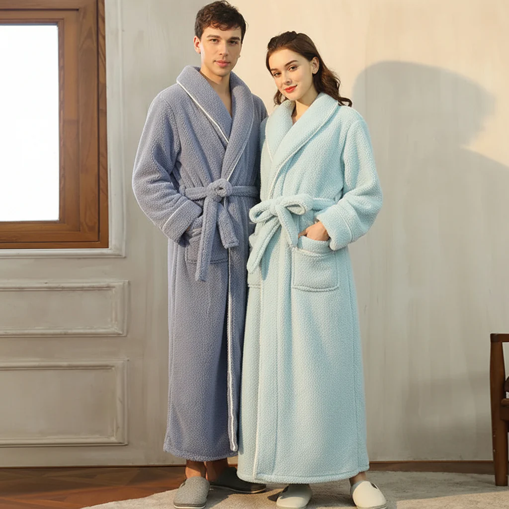 Bathrobe Winter Warm Long Sleeve Lounge Robe