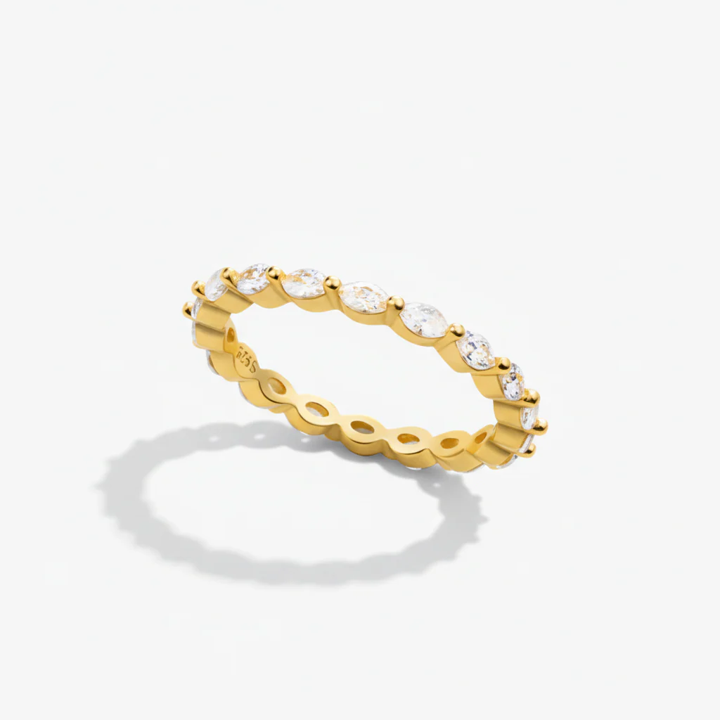 Stacking Ring Geometric Pavé Sterling Silver Adjustable Band