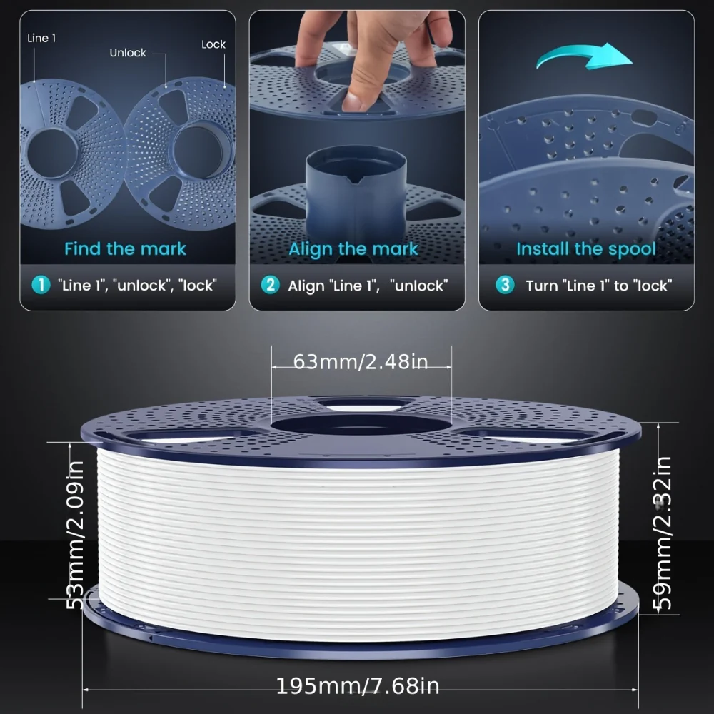 3D Printer Filament PETG Plastic Spool Durable High Strength Prints