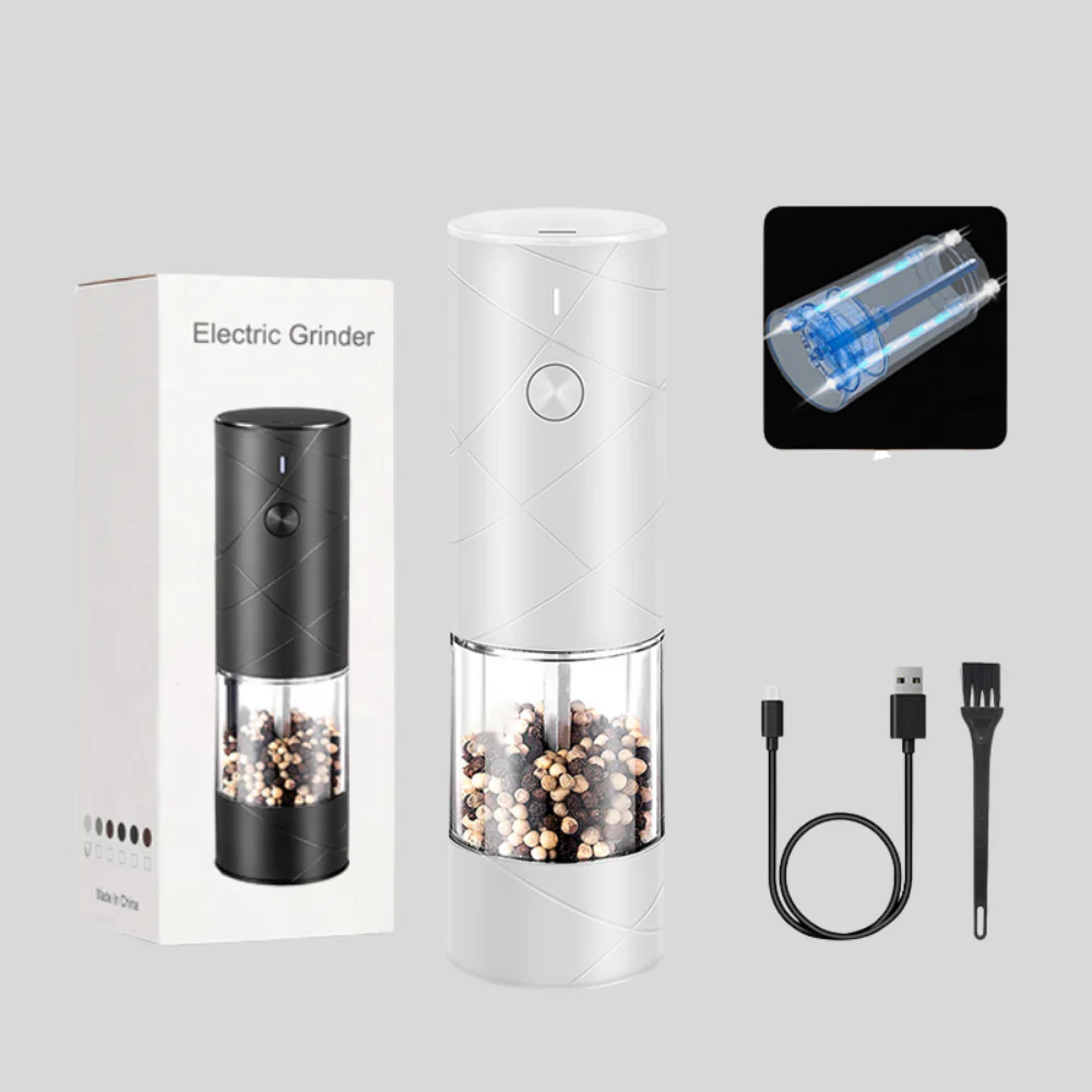 Salt Pepper Grinder Electric Rechargeable LED Light