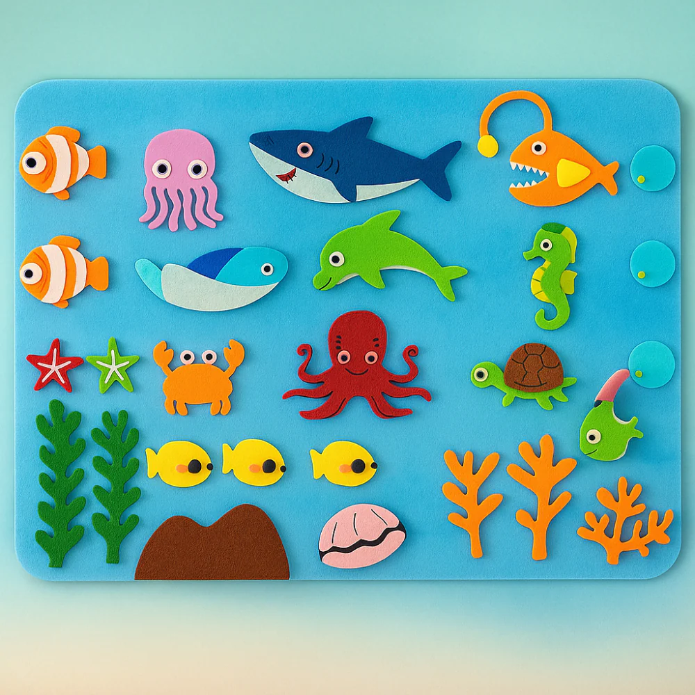 Wall Art Felt Board Interactive Kids Learning Display