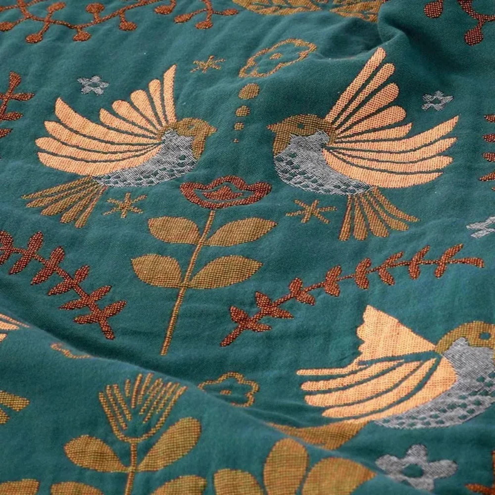 Blanket Throw Scandinavian Bird Reversible Pattern Design