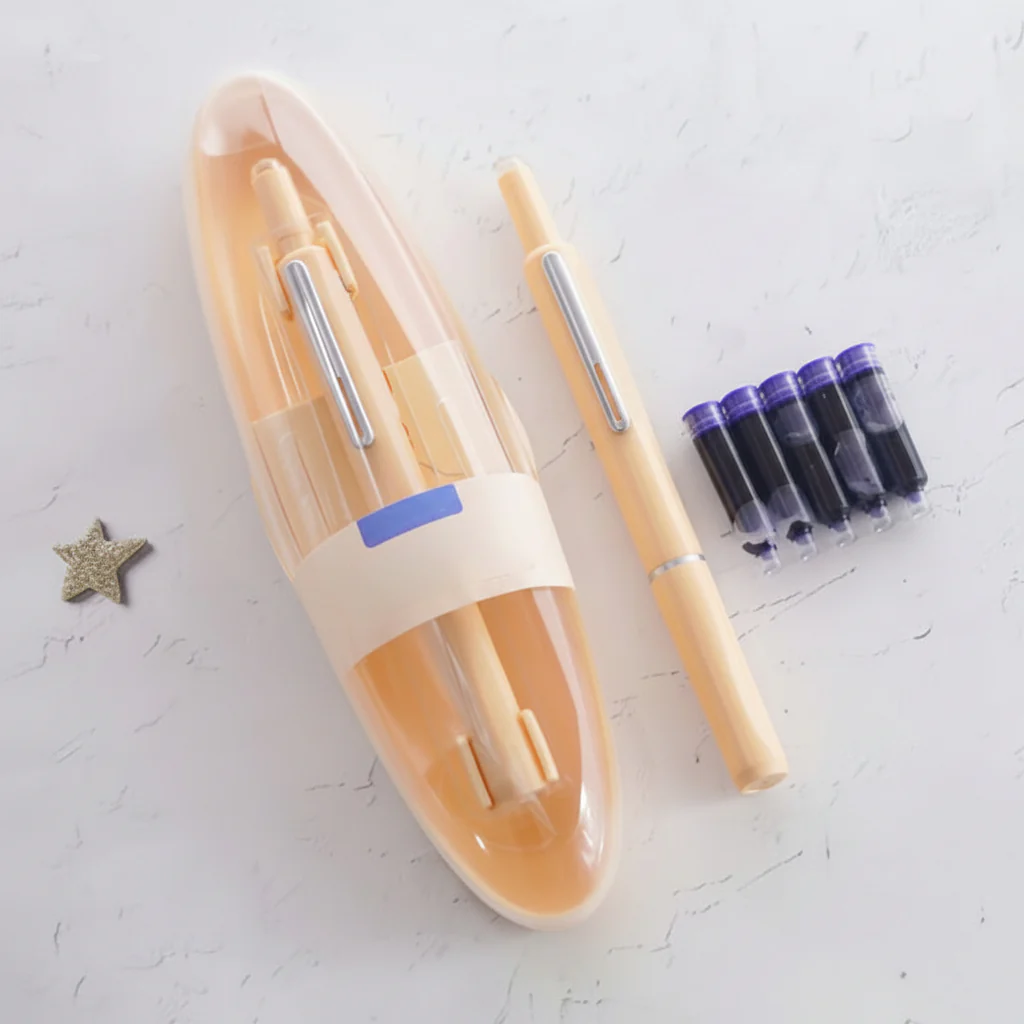 Fountain Pen Retractable Stainless Steel Refillable Writing Pen