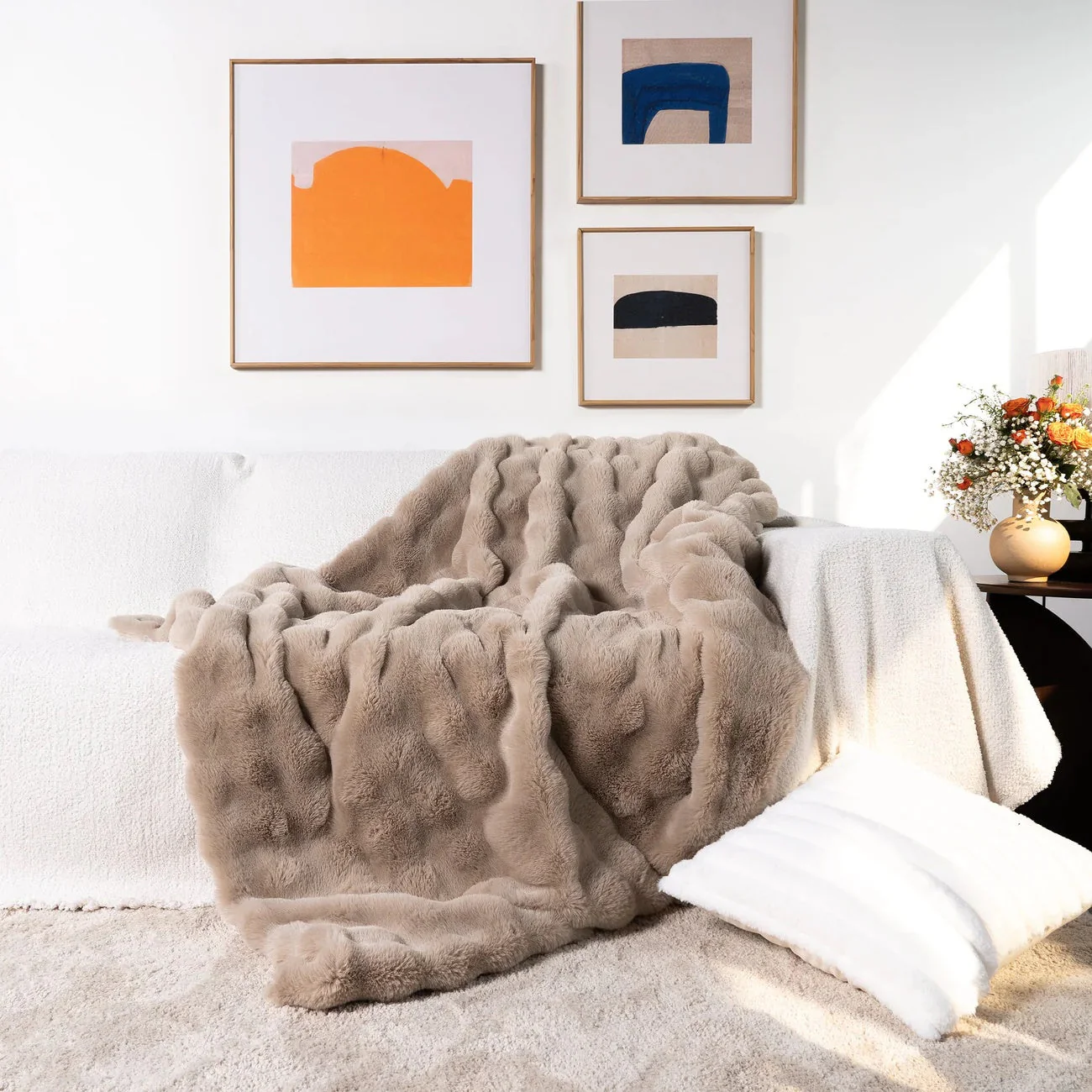 Throw Blanket Faux Fur Plush Soft Cozy Sofa Bed Cover