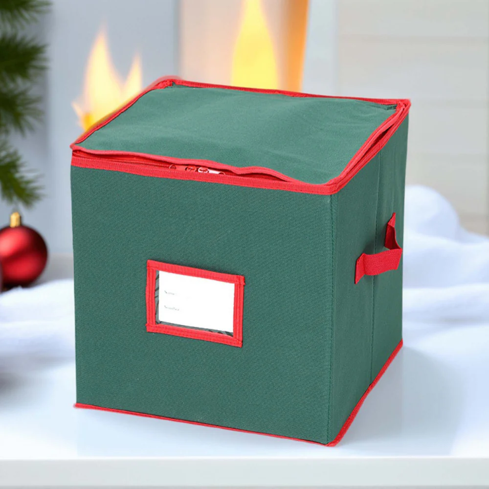 Christmas Ornament Storage Box Adjustable Dividers Viewing Window