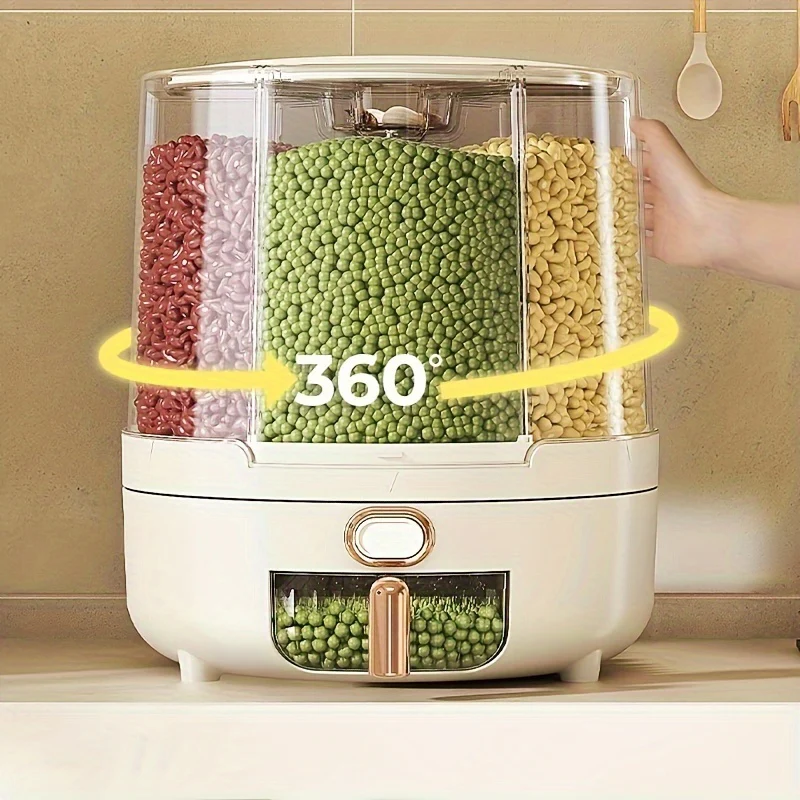 Rotating Airtight Food Storage Container | Large-Capacity Grain & Cereal Dispenser with 360° Design