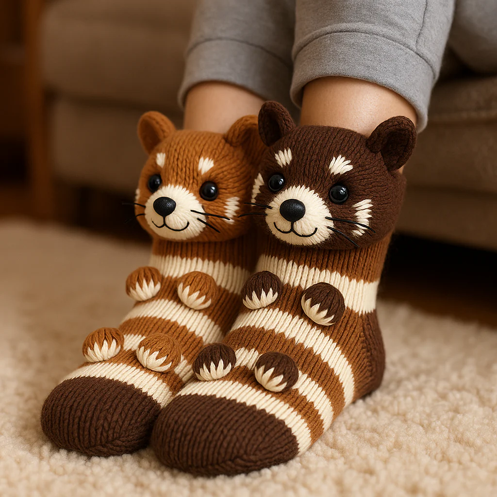 Socks Winter Plush Animal Slipper Style Footwear