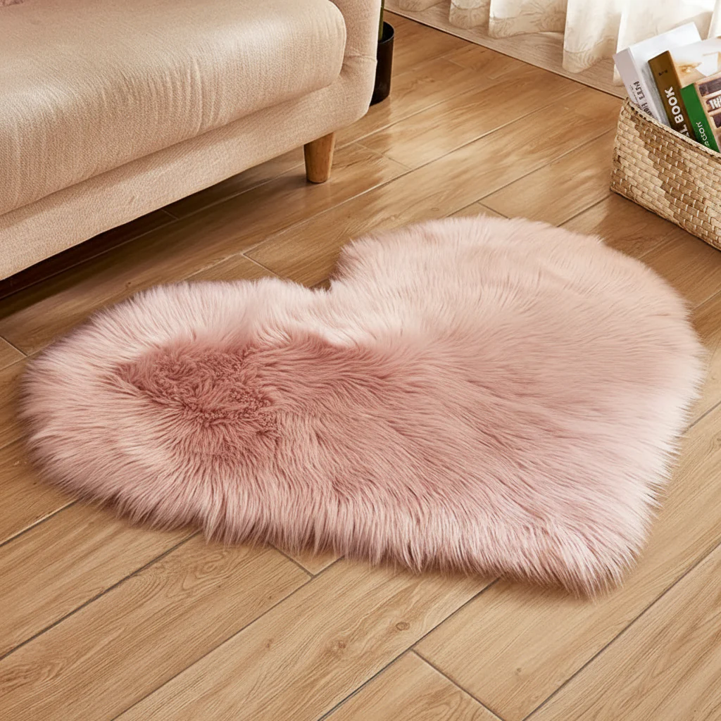 Area Rug Heart Shaped Plush Acrylic Indoor Floor Mat