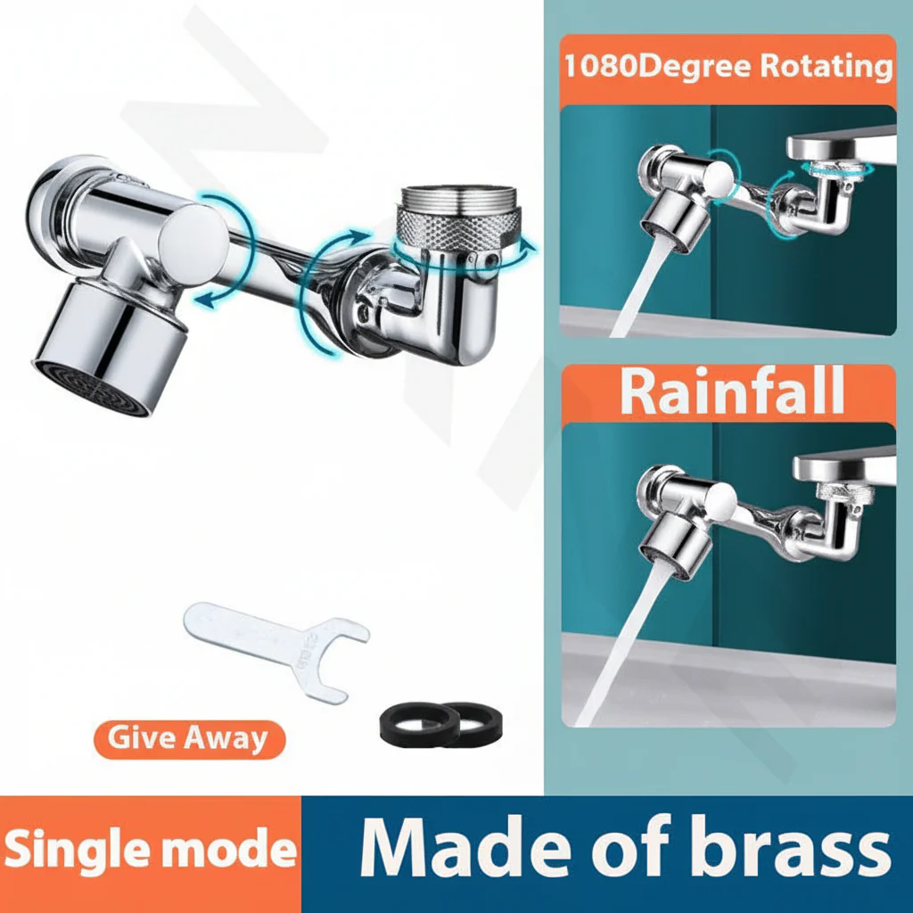 Faucet Extender Rotating Splash Filter Copper Aerator Attachment