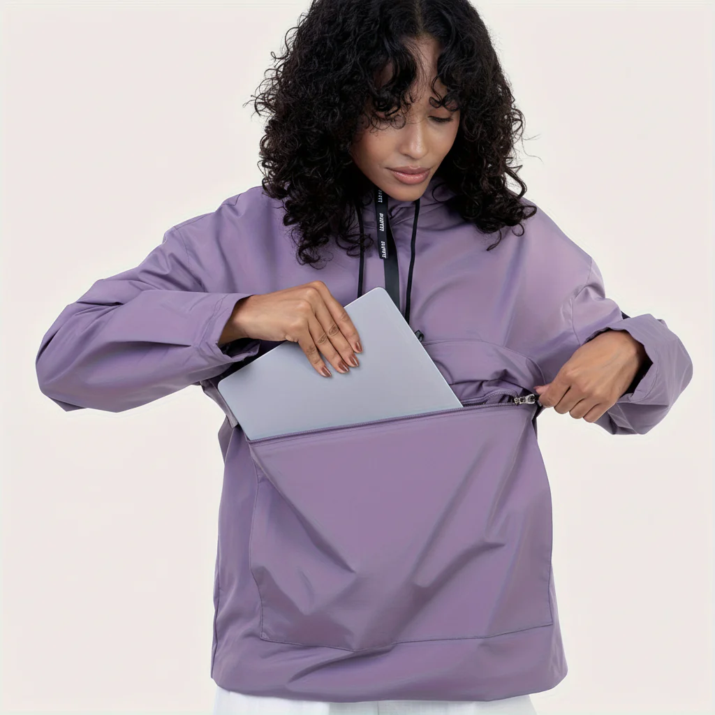 Hooded Jacket Casual Pullover Zipper Pocket