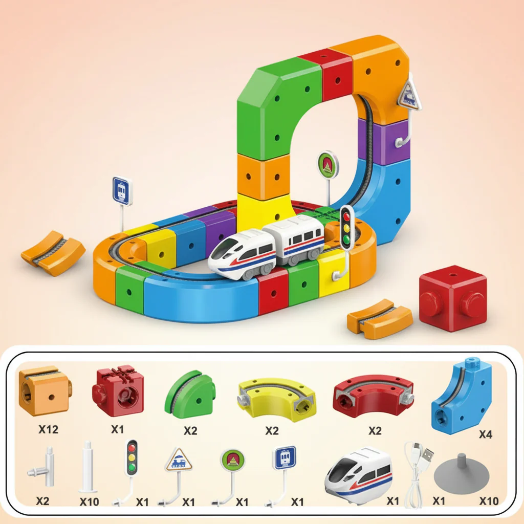 Toy Building Blocks Marble Run Track Set Kids