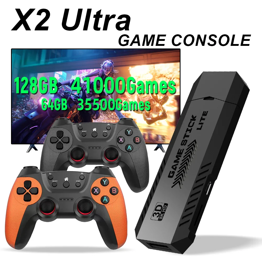 Gaming Console Wireless TV Retro System Dual Controller Setup