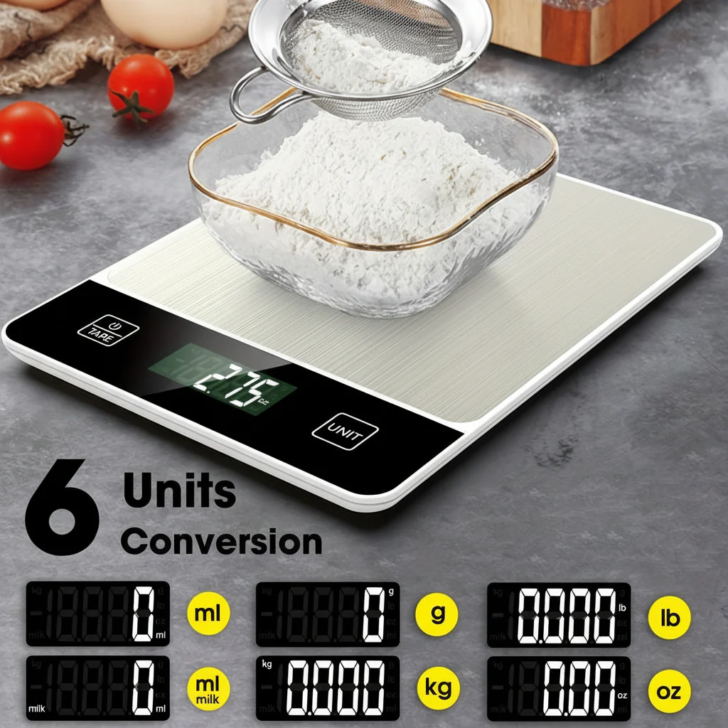 Kitchen Scale Digital Stainless Steel 22lb Food Measuring Scale