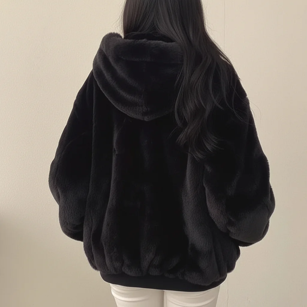 Winter Jacket Women Shearling Lined Zipper Casual Coat